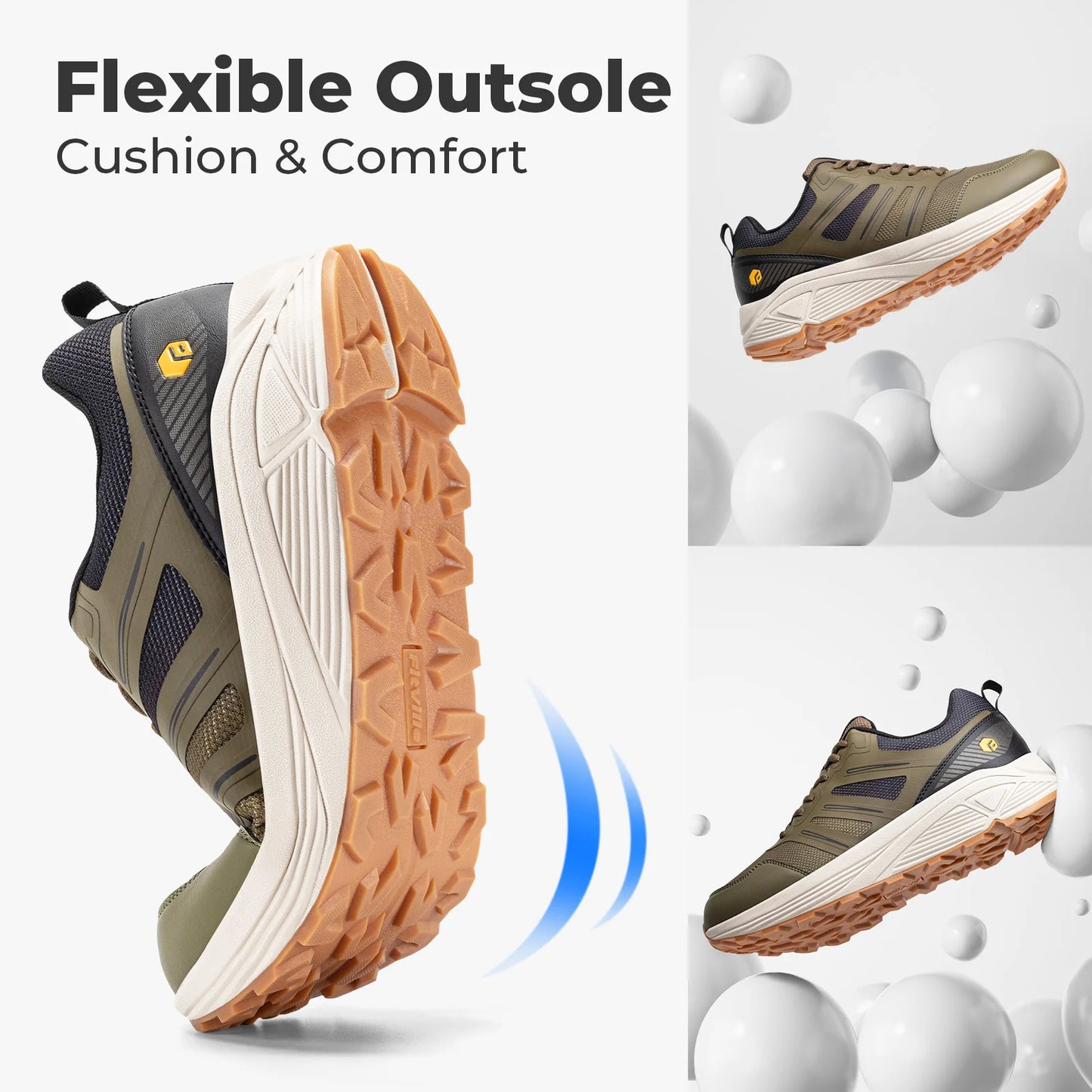 Fitville Trail Running Shoes Wide Toe Men's Sneakers Non-slip Wear Resistant Sport Shoes for Heel Pain Plantar Fasciitis Relief