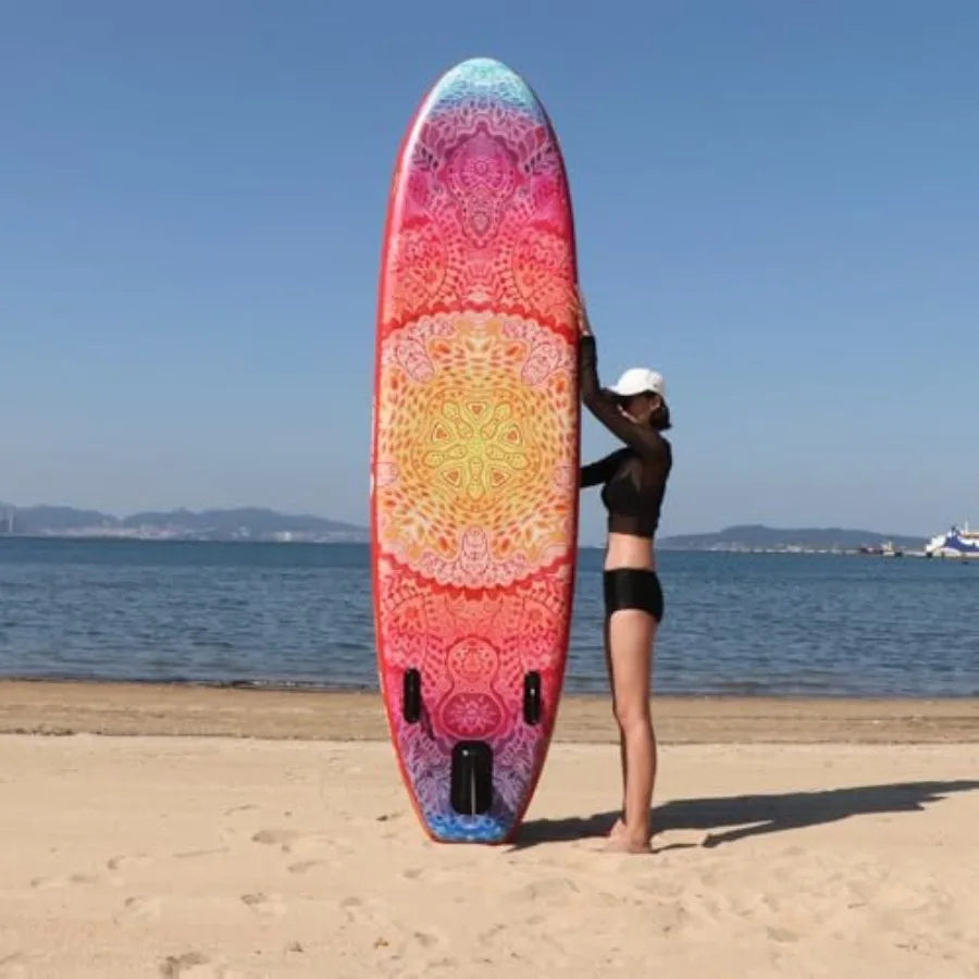 Inflatable Paddle Board for adult use, PVC drop-stitch material, navy blue, ultra-stable wide design with premium accessories: