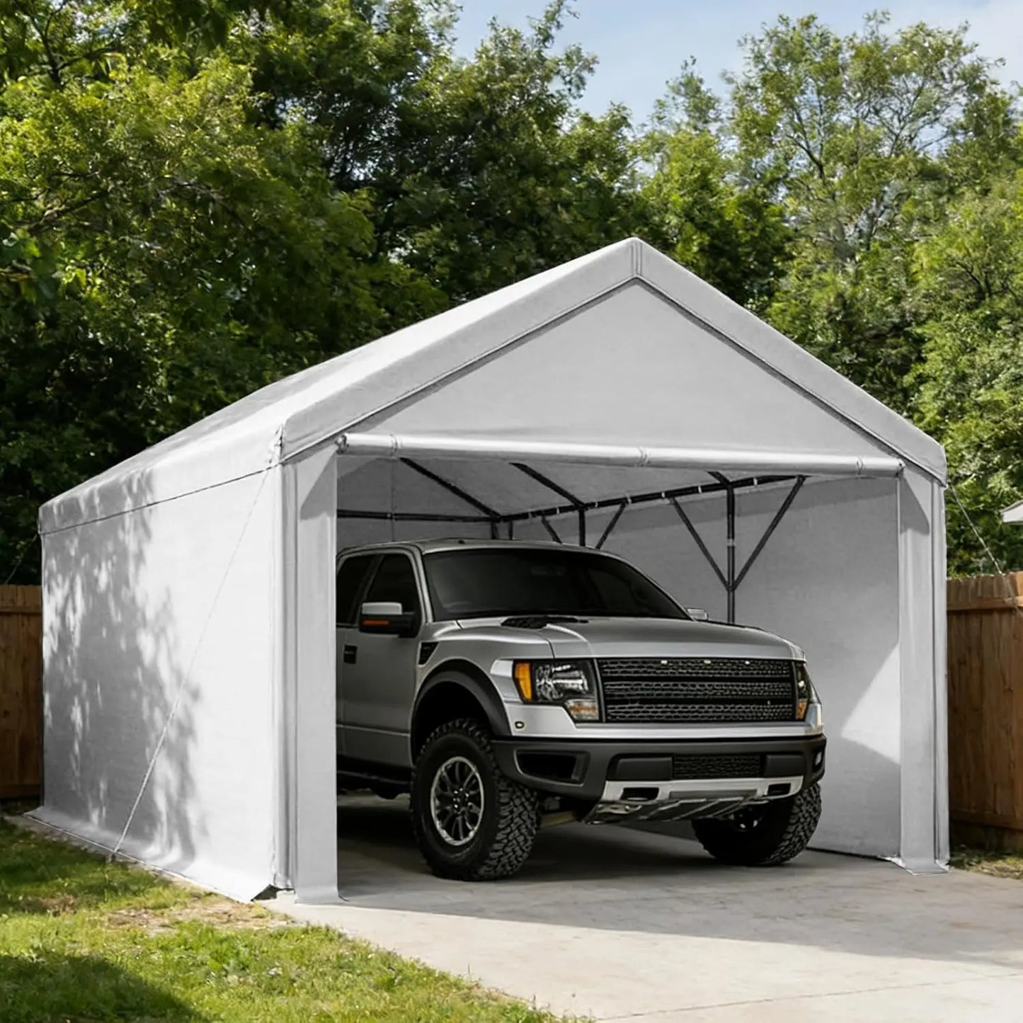 Carport 10x20ft Heavy Duty Canopy,Portable Garage Party Tent,Portable Garage with Removable Sidewalls & Doors, Customized