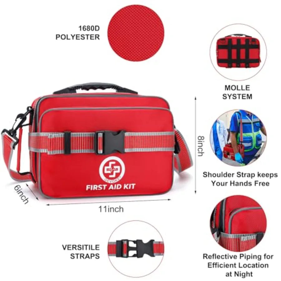 Profional 500 Piece Emergency First Aid Kit for Home, Car, Travel, Camping, Truck, Hiking, Sports, Office, Vehicle and Outdoor