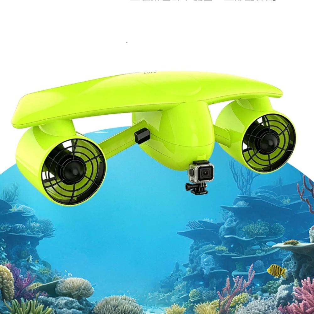 IP68 Waterproof Underwater Scooter 50m Diving Depth Dual Motor 2 Speed 12 kgf Thrust Portable Removable Battery Water Sea Scooter with Sport camera mount and Child Safety Lock for Snorkeling Swimming Diving