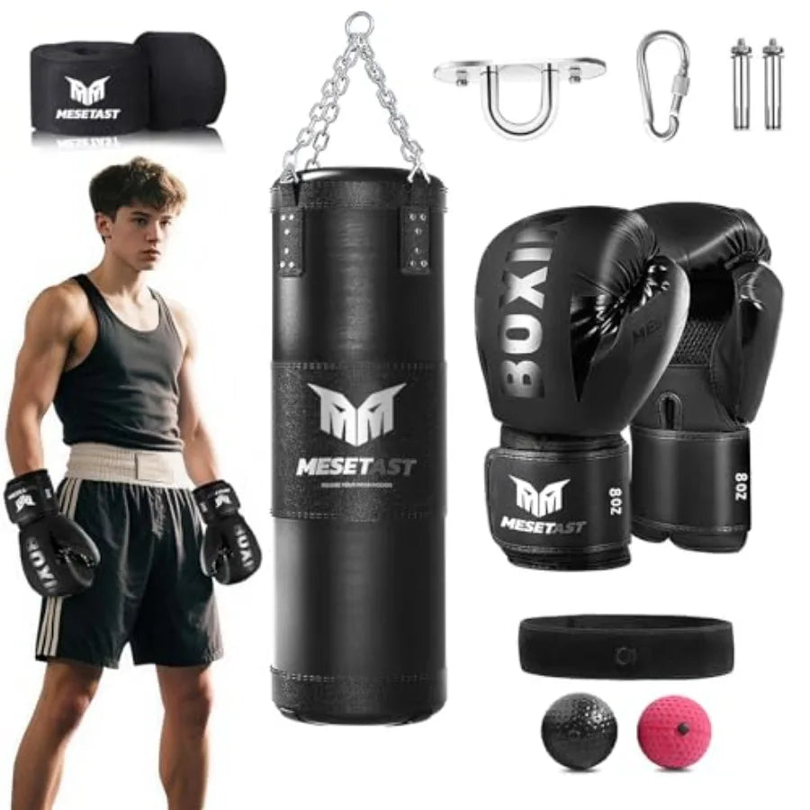 Punching Bag for Teenagers, 2.7ft Punching Bag with 8 OZ Boxing Gloves for Youth Boxing MMA Karate Kickboxing - Unfilled