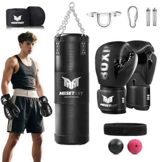 Punching Bag for Teenagers, 2.7ft Punching Bag with 8 OZ Boxing Gloves for Youth Boxing MMA Karate Kickboxing - Unfilled