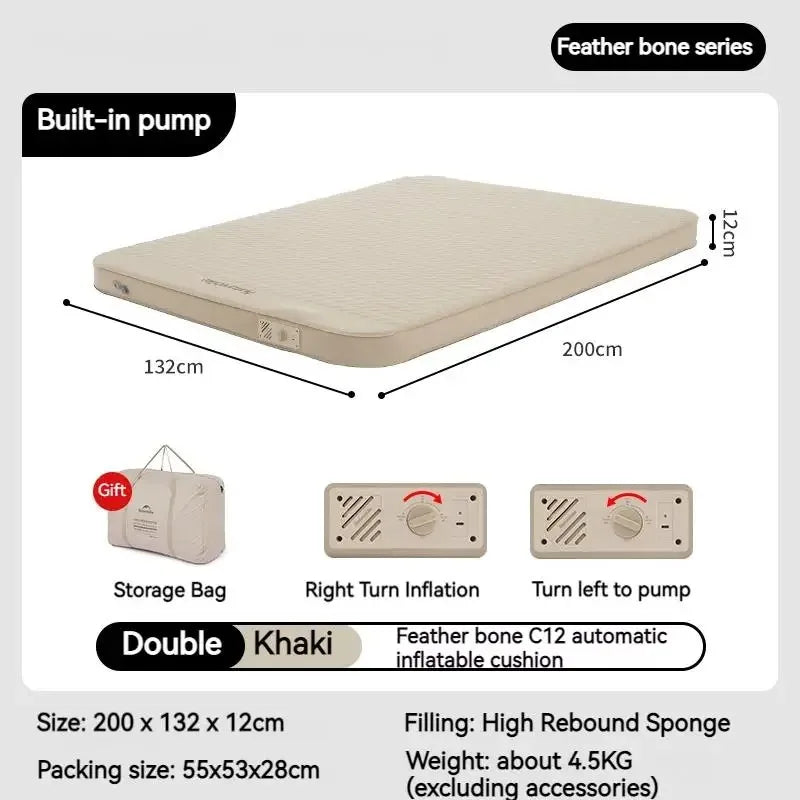 Naturehike C12 Inflatable Bed Ultralight Portable Self-inflating Mat 2 Person Outdoor Travel Self Inflating Sleeping Pad Air Mat
