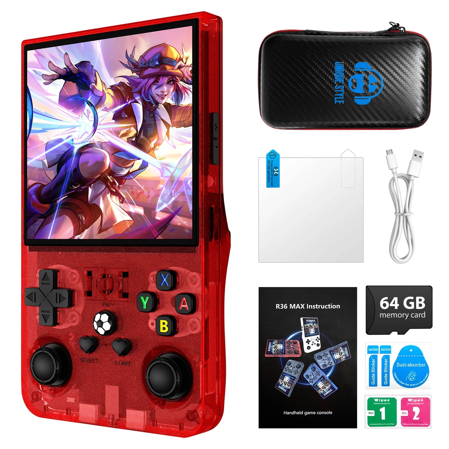 AISLPC R36MAX Handheld Game Console 4.0 Inch 64/128GB RK3326 Chip Retro Portable Video Game Player Open Source Pocket Console