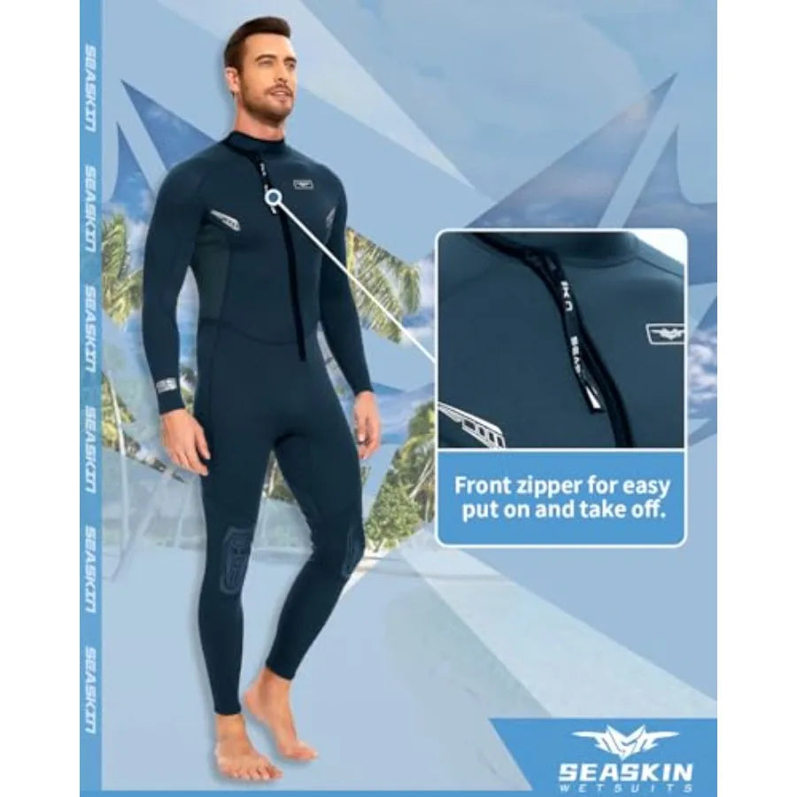 Wetsuits for Mens Womens 2mm Front Zip Full Body Diving Suits: neoprene, black, thermal insulation and flexibility for snorkeli