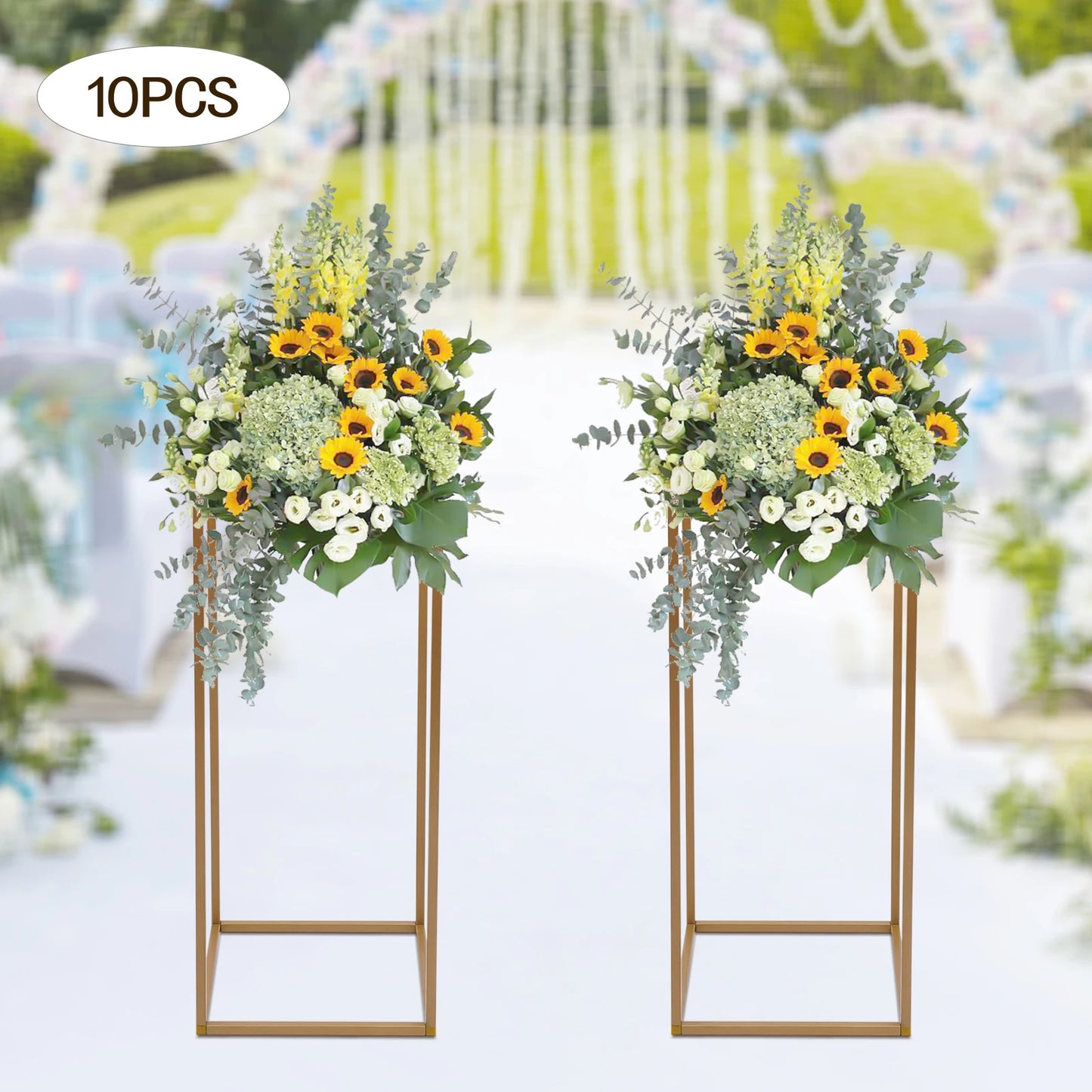 10PCs 23.62inch Tall Metal Flower Stand Geometric Flower Vase Stand for Wedding Table Centerpieces,Party, Events, Home Deco