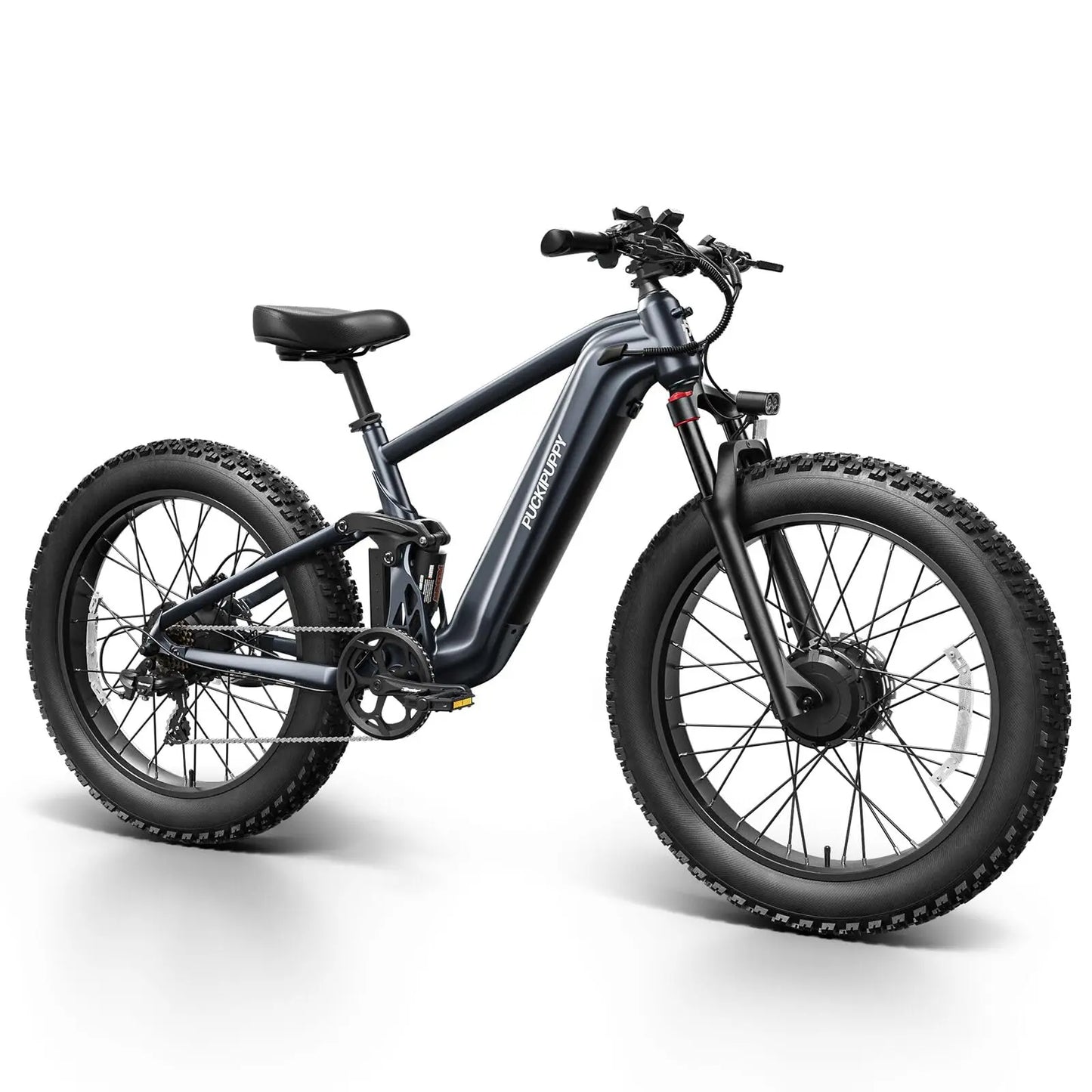 PUCKIPUPPY Dual Motor Electric Bike for Adults 1600W 48V 20AH Battery with Torque Sensor 8 Speed 26" Fat Tire Full Suspension