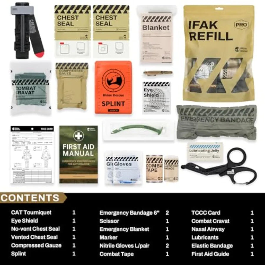 IFAK Refill Kit 17Pcs with CAT Gen-7 Tourniquet, Emergency Tactical First Aid Kit Medical plies, IFAK Trauma Kit Combat Pack fo