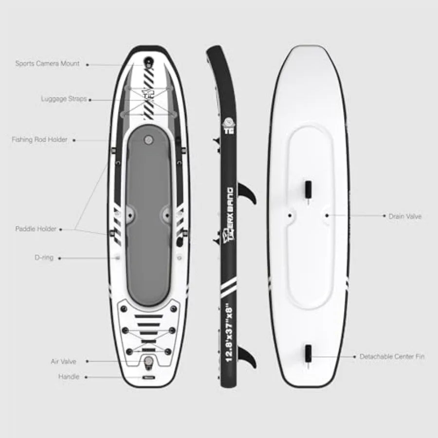 12'8 Inflatable Tandem Kayak for Fishing Touring 2 Seats Adjustable Paddle Blue Durable Material Ideal for Family Adventures In