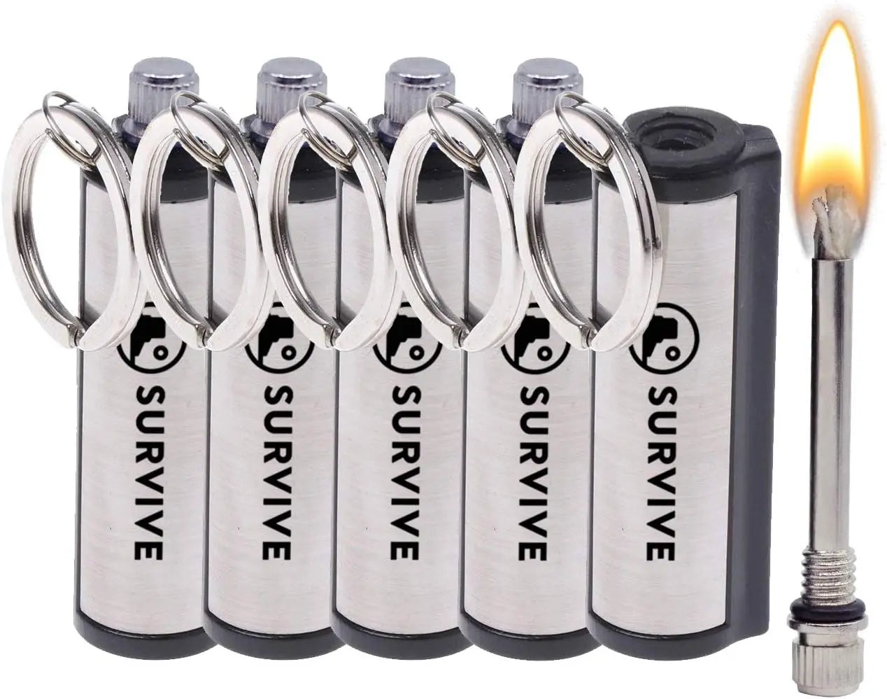 Permanent Fire Starter Keychain, Pack of 5, Waterproof Emergency Lighter for Camping and Survival