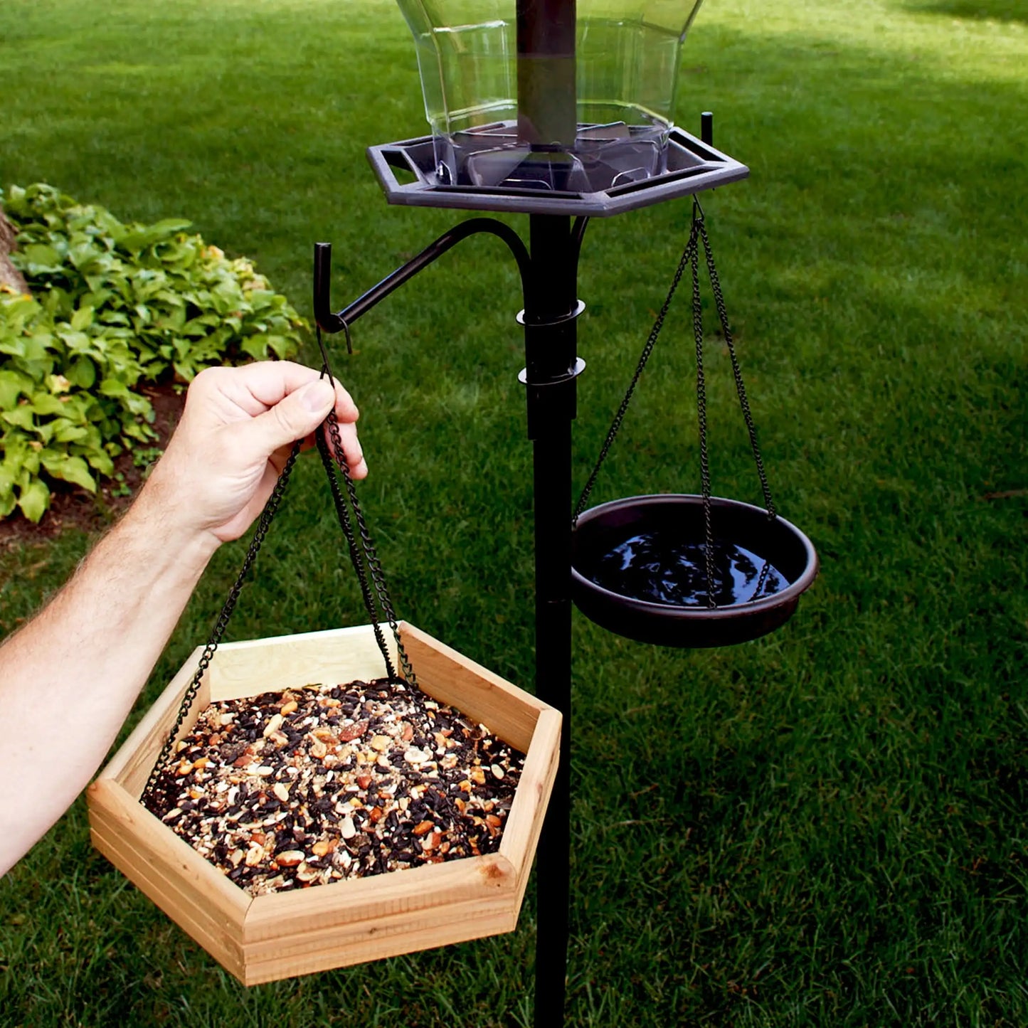 Red Cedar 2 in 1 Wild Bird Bath and Wild Bird Feeder, 4 lb. Capacity