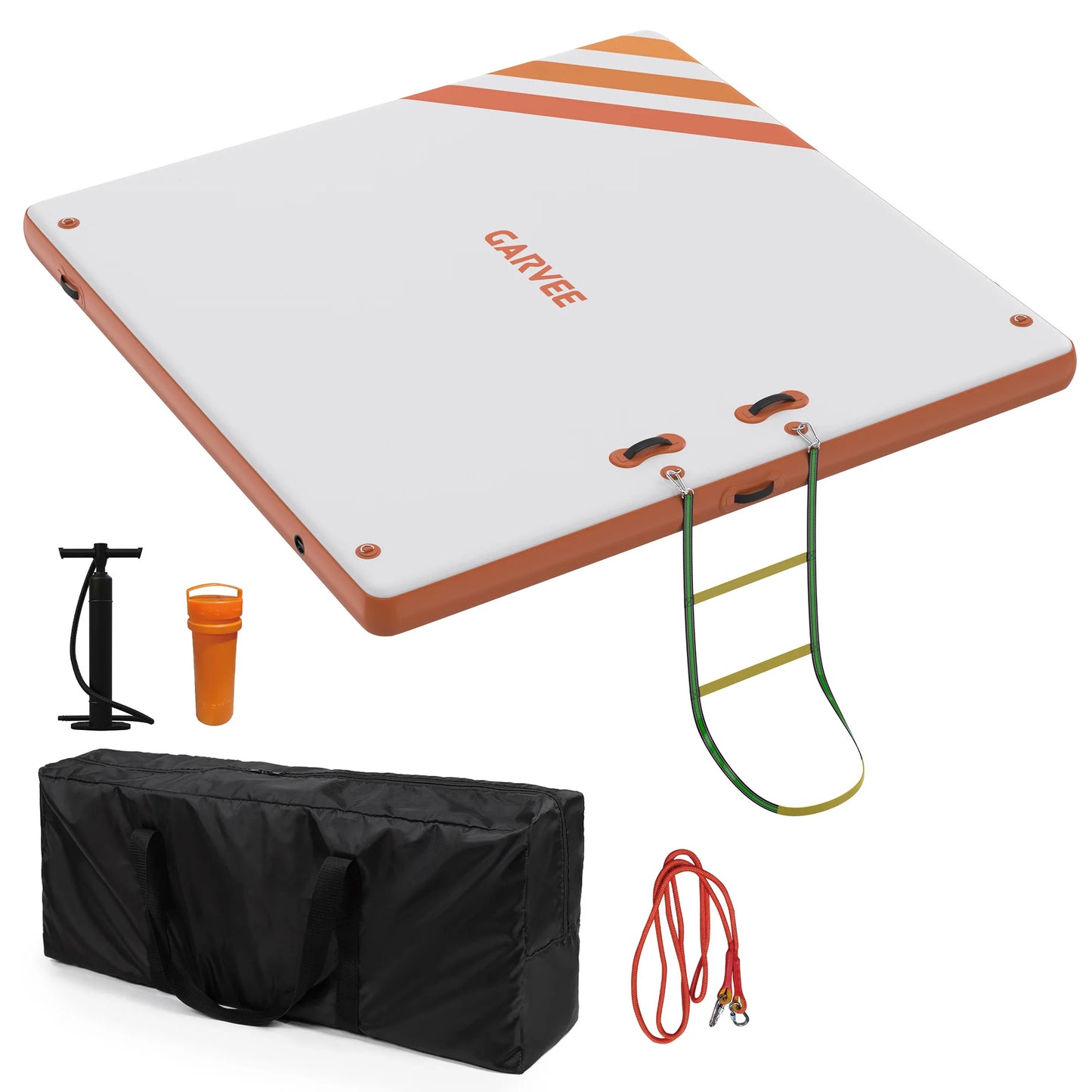 Portable Inflatable Floating Dock Platform Non-Slip Heavy-Duty PVC Water Mat with Carry Bag & Air Pump, Ideal for Lake Pool Beach Fishing Lounging