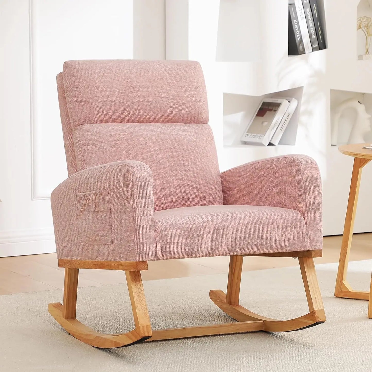Rocking Chair Nursery, Sherpa Nursing Rocking Armchair for Mom Nursery Morden Rocker Chair with High Backrest, Customized