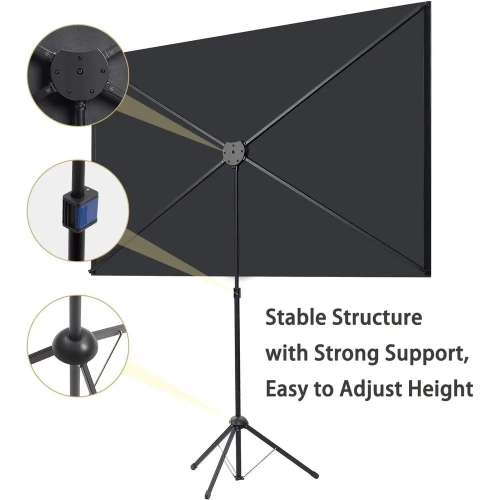 Portable 80 16:9 Outdoor Projector with Stand, Lightweight, Compact, Easy Setup for Home Cinema Entertainment