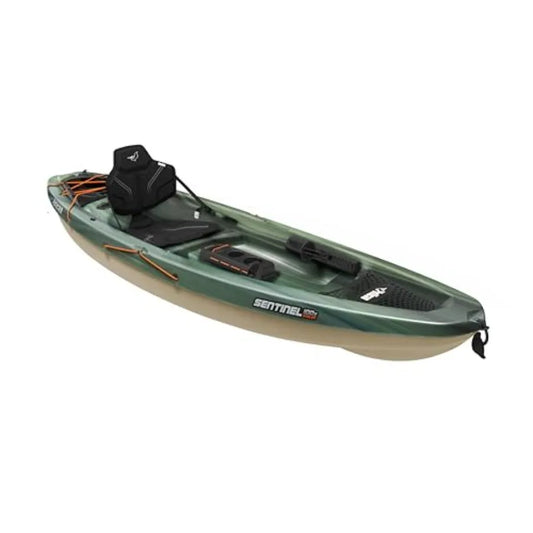 Angler sit-on-top fishing kayak for freshwater and saltwater use, polyethylene hull in teal blue with ergonomic Ergolounge seat