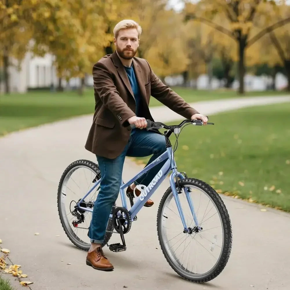 26 7-Speed Men's Commuter Bike - Cruiser, Mountain, Hybrid - V-Brakes, Metal Frame - Adult, Colors: Black, White, Blue, Green, P