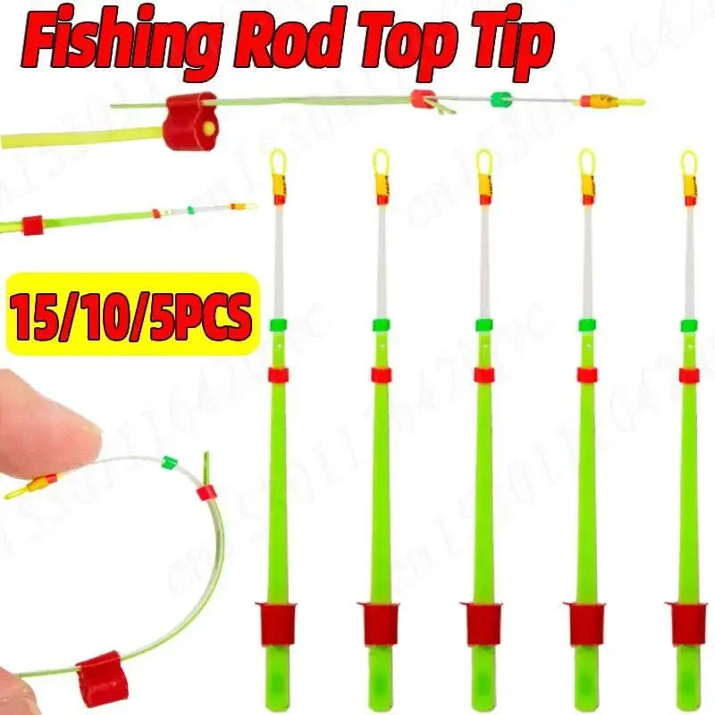 5/10/15Pcs Winter Ice Fishing Rod Top Tip Lightweight Fishing Pole Front Tip Portable Thicken Ice Fishing Pole Top Accessories