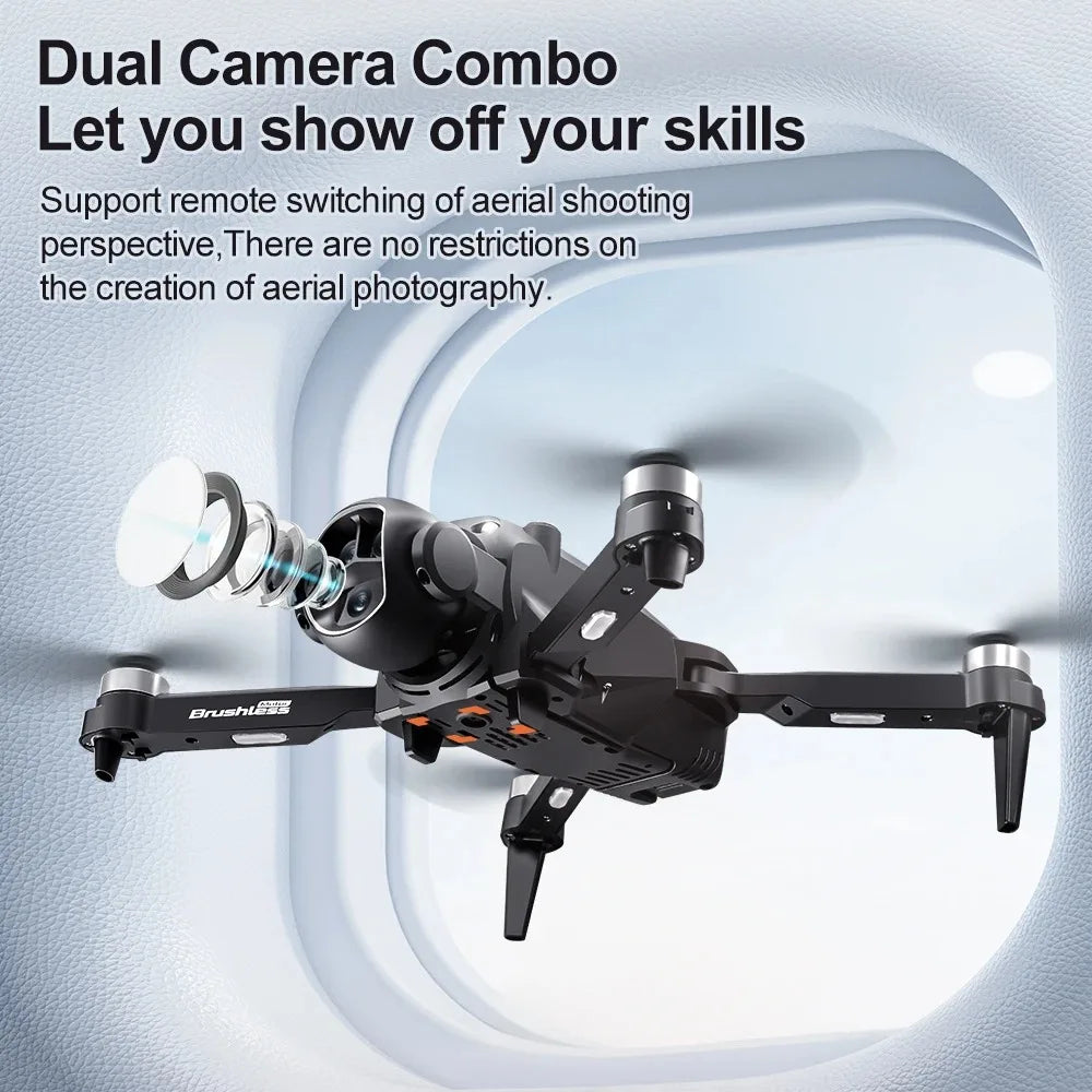Dual Camera Screen-Controlled Brushless Motor RC Airplane Toy Foldable Drone for Aerial Photography