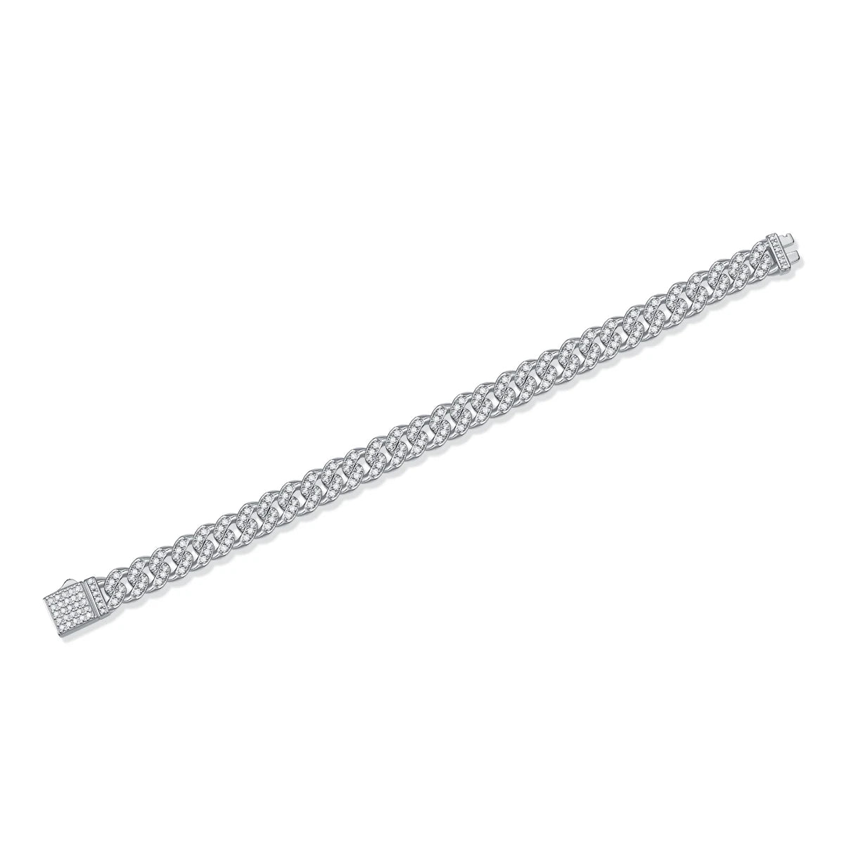 JIU ZUAN S925 Silver Moissanite Light Of Faith LuxuriousBracelet For Men And Women, Cuban Chain,For Engagement, Anniversary