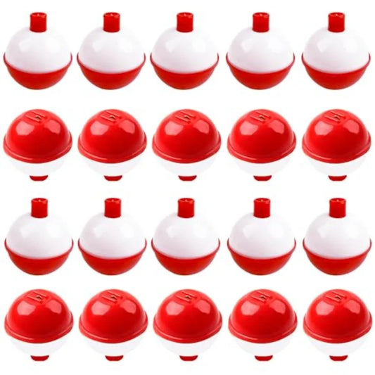 Fishing Bobbers Hard ABS Snap-on Push Button Round Buoy Floats for Crappie Panfish Walleyes Red and White 0.75 1 1.25 1.5 1.75
