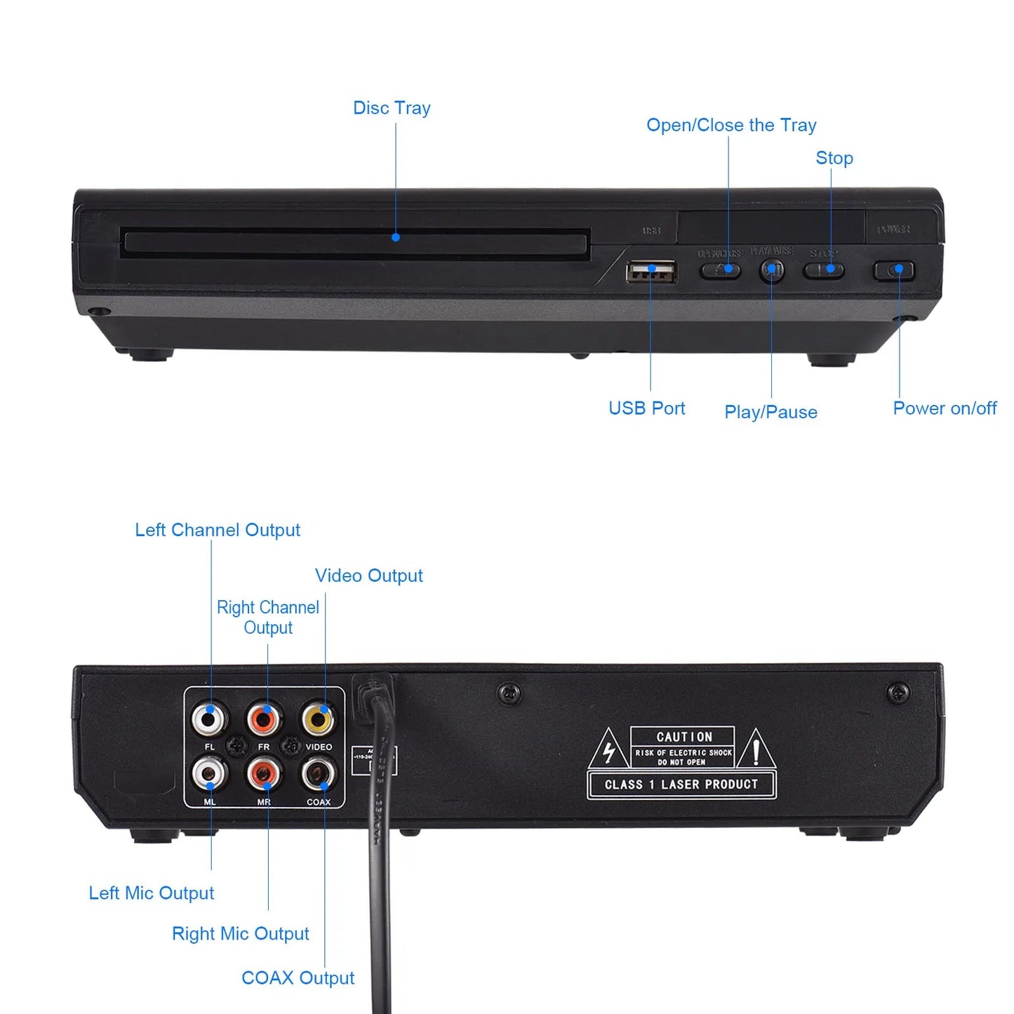 NEW CD Player DVD-225 Home DVD Player DVD CD Disc Player Digital Multimedia Player AV Output with Remote Control Home DVD Player