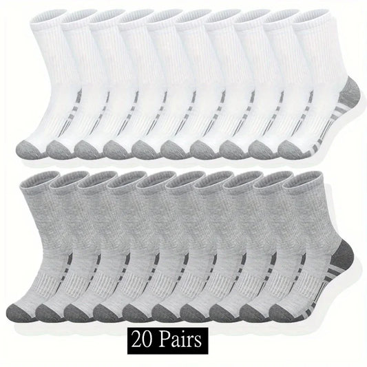 10/20/30 Pairs Men's Classic Crew Socks Unisex Sports Socks for Men Running Basketball Anti-slip Outdoor Breathable Man Socks