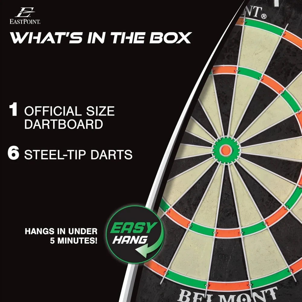 EastPoint Blacklight Dartboard - Official Size Bristle Dartboard with Glowing Segments and Dart Flights