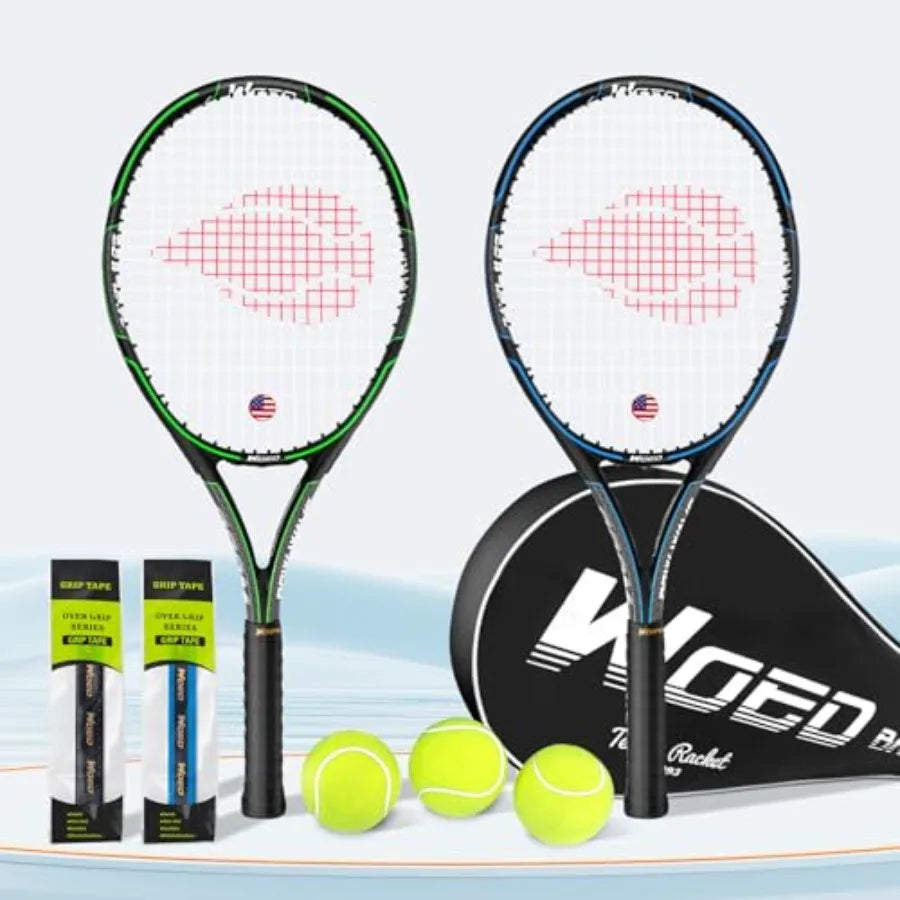 Adult 2 Player Tennis Racket Perfect for Beginner and Professional Players 27" Speed Tennis Racquet Include Overgrips Tennis Ba