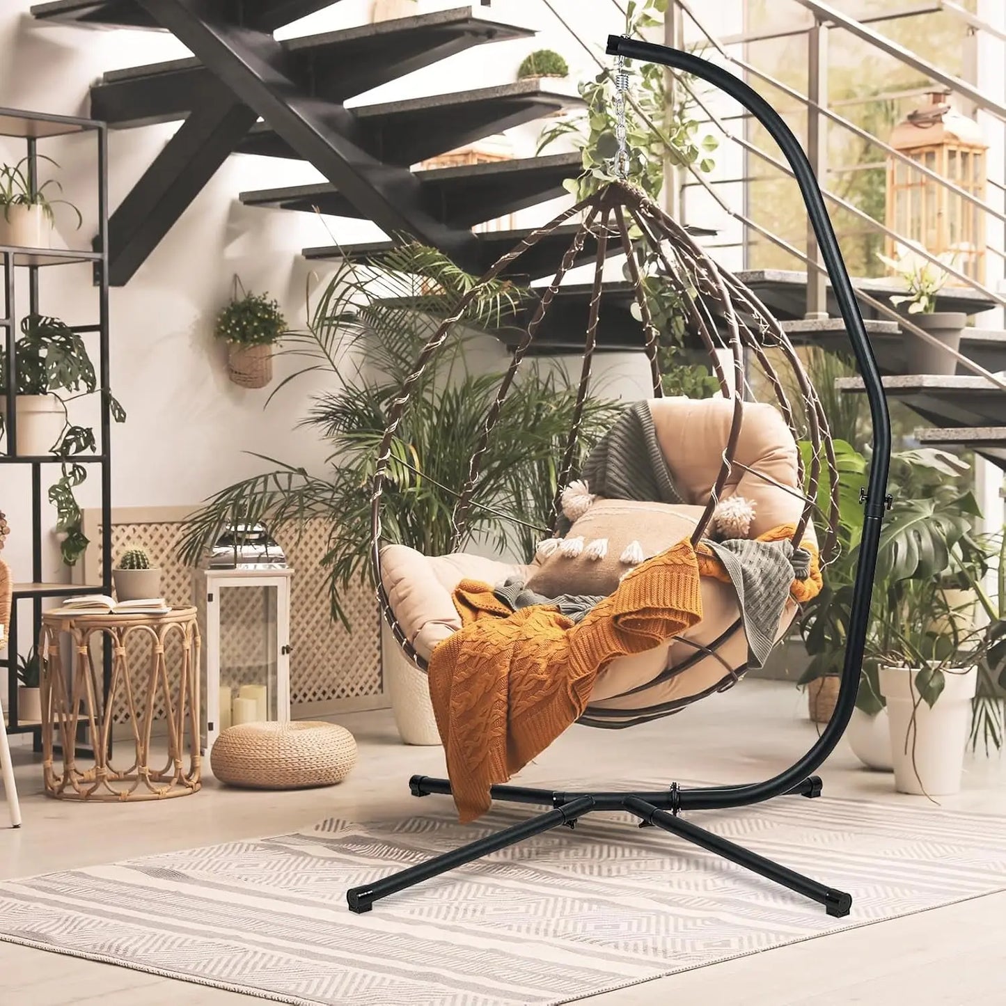 Hammock Steel Stand Only C-Stand for Hanging Hammock Chairs - 300 Pound Capacity