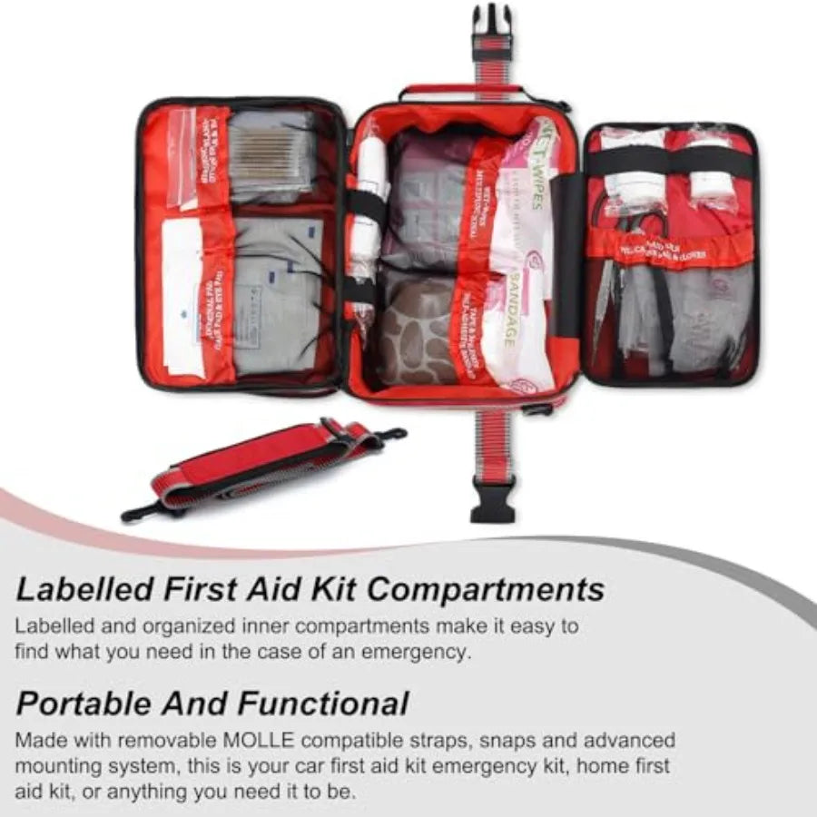 Profional 500 Piece Emergency First Aid Kit for Home, Car, Travel, Camping, Truck, Hiking, Sports, Office, Vehicle and Outdoor