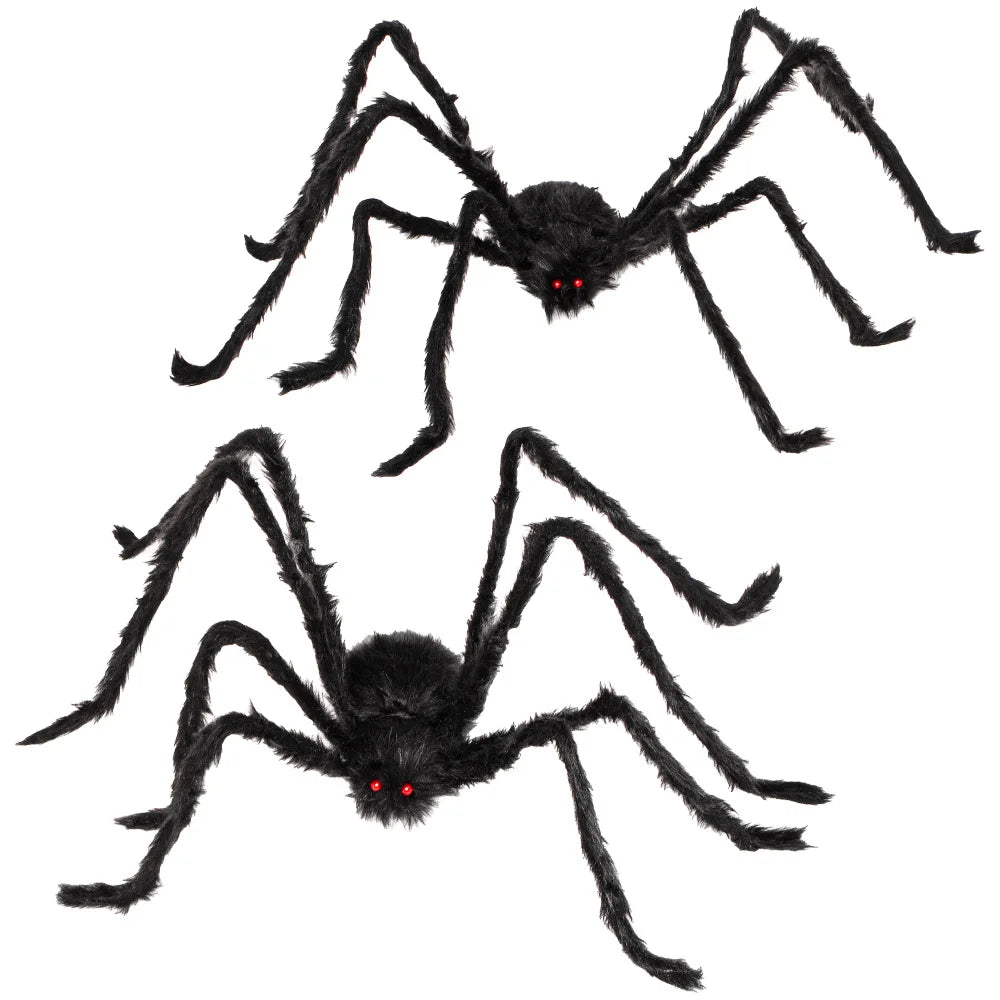 Giant Spider Halloween Outdoor Decorations Scary Large Spider Props for Yard Lawn Halloween Outside Decor and Indoor Party Decor, Black (Standing Height Is 15 Inches)