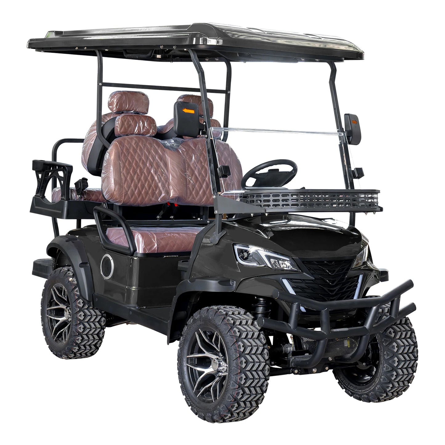 4P 60V Electric Golf Cart with 5KW Motor 25 MPH Top Speed 44 Miles Range Advanced Suspension, RearFront Storage Free Shipping