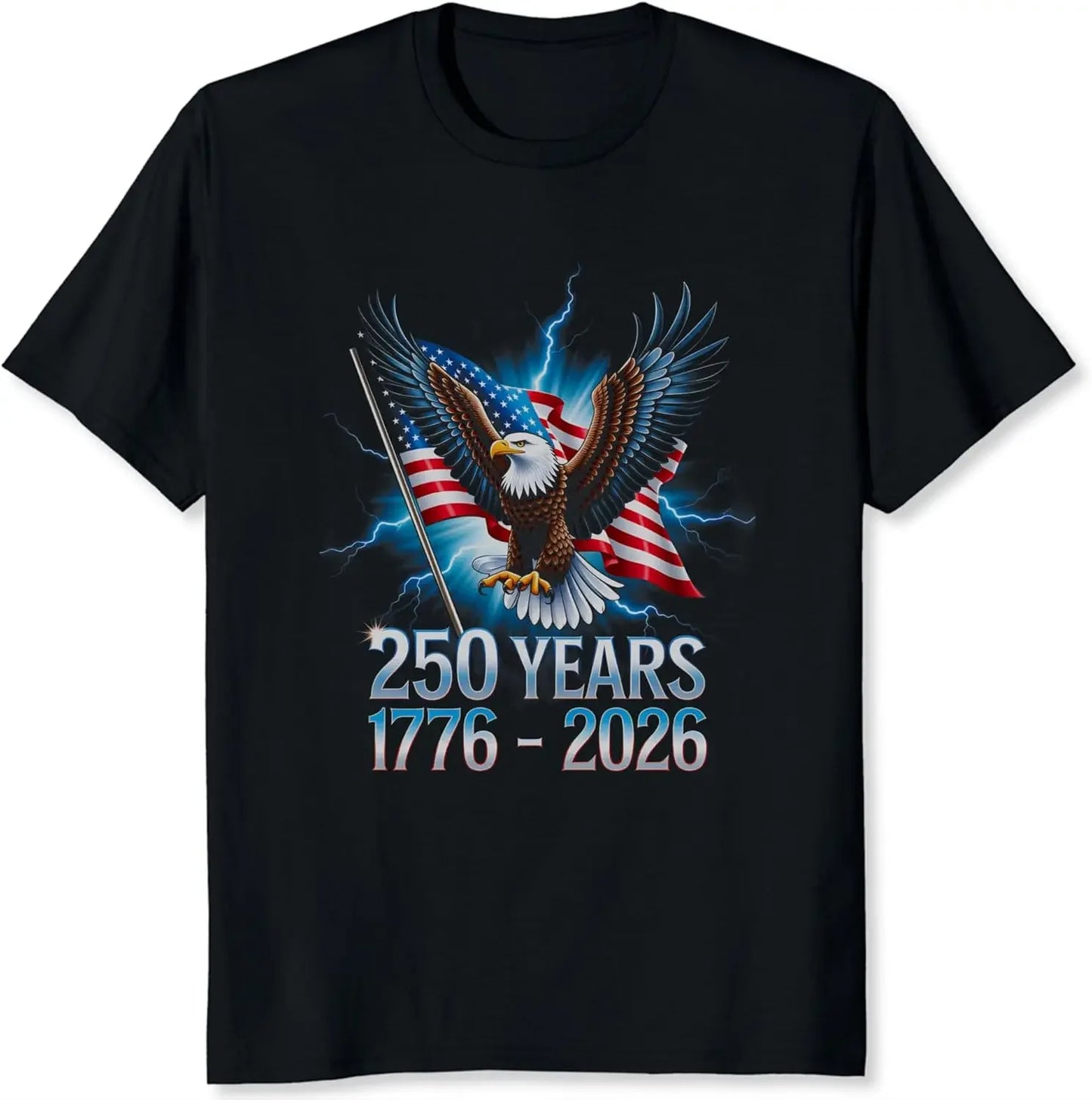 250 Years America T Shirt Patriotic Eagle Graphic Tee for Men USA Independence 250th Anniversary American Flag Shirt