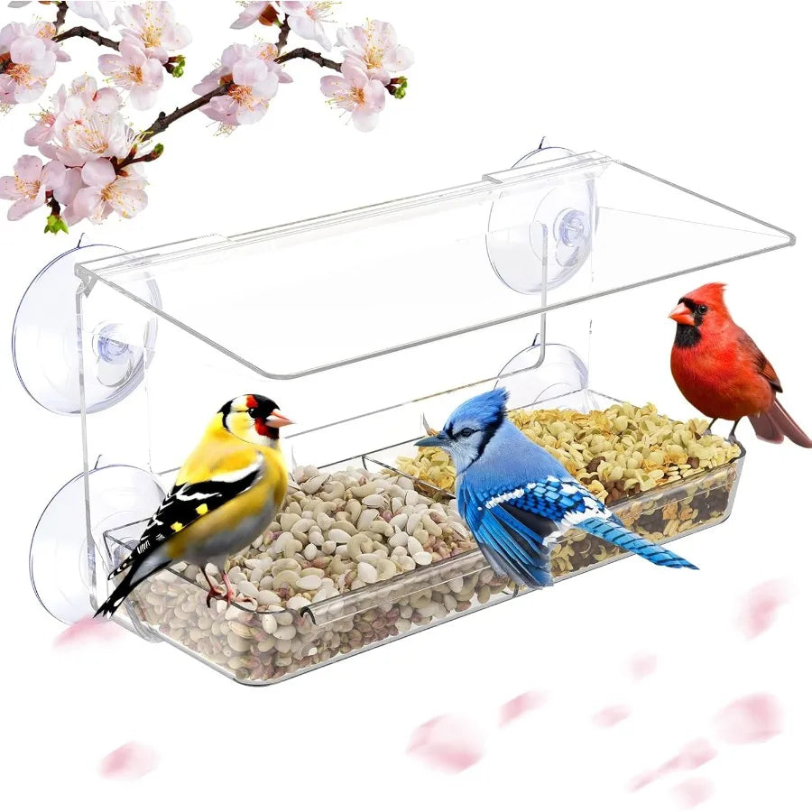 Window Bird Feeder with Strong Suction Cups Clear Window Bird feedersfor Viewing Cardil Bird Feeders for Outside Unique Gift
