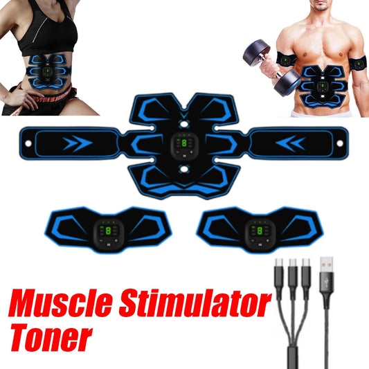 EMS Muscle Stimulator Toner LED Display Stimulating Slimming Belt USB Rechargeable Electric Smart Trainer Belt for Men and Women