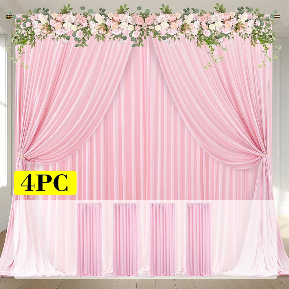 4 Panels-5ft x 7ft Lavender Backdrop Curtain for Parties Wedding Wrinkle Free Light Purple Photo Curtains Backdrop Drapes Fabric