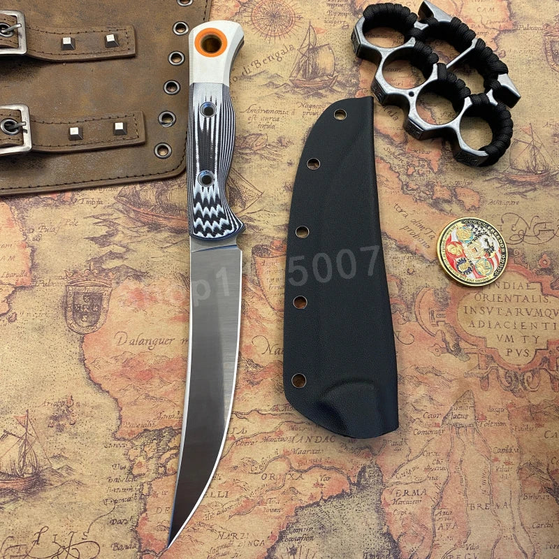 Meatcrafter 15500 High-Strength Large Straight Knife D2 Steel Blade Outdoor Tactical Camping Hunting Survival Tool Men's Gift
