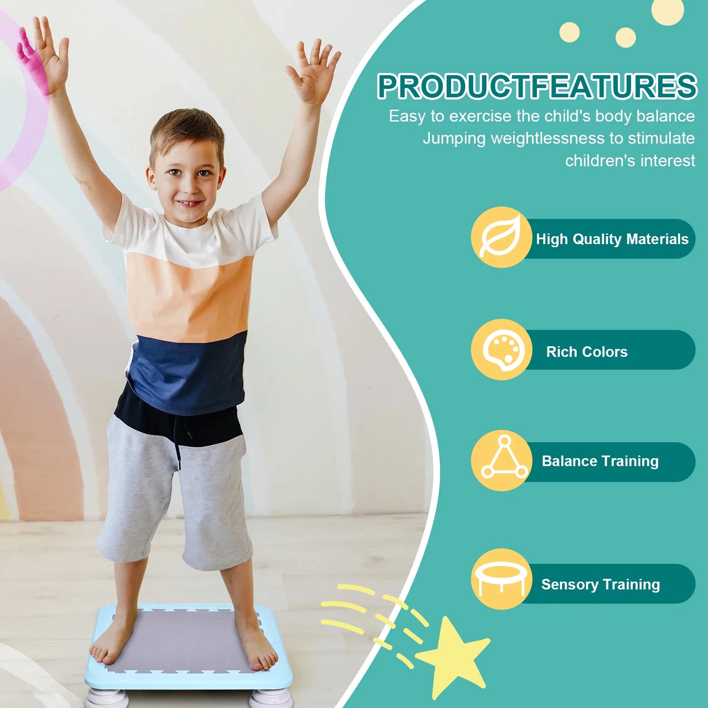 Toddler Trampoline Recreational Rebounder Indoor Fitness Toy Backyard Trampoline, Stable Bouncing Bed, Jump Sensory Training