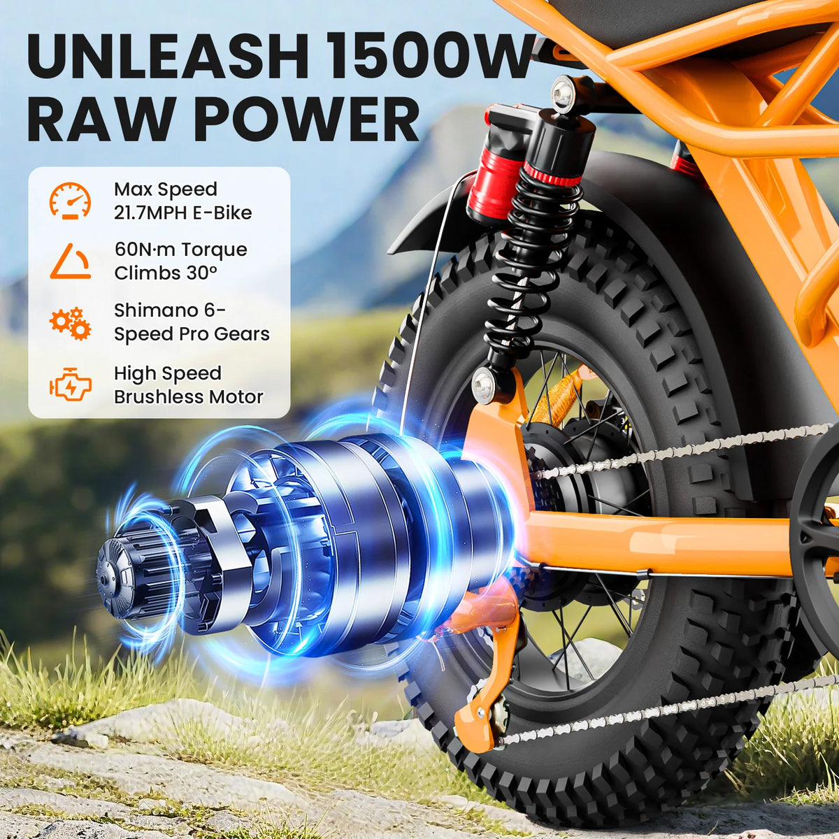 Spacewalk 1500W Fat Tire Electric Bike for Adults, 16' X 4.0' All Terrain Ebike with 720Wh Removable Battery, 70 Miles Range, Dual Suspension, UL2849 Certified Electric Bicycle