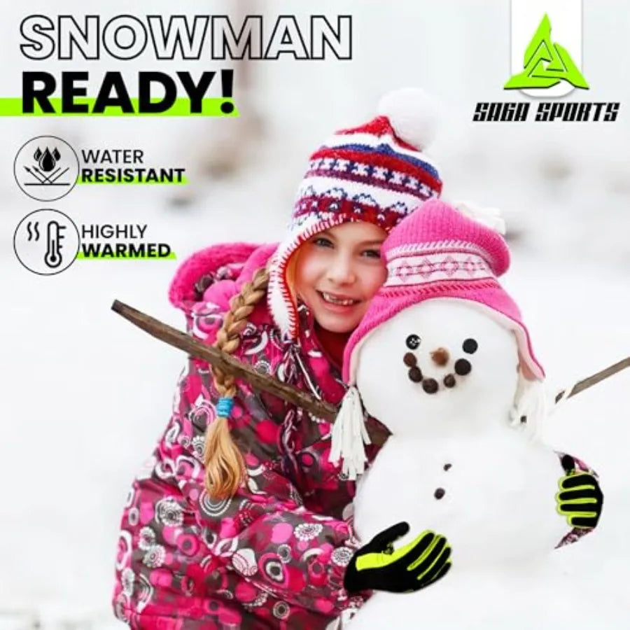 Winter Gloves Warm Cold Weather Gloves for Boys and Girls Touchscreen Compatible for Snow, Ski, Cycling