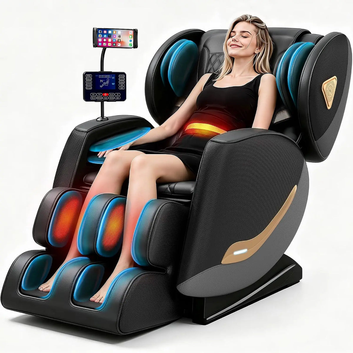 Massage Chair Full Body and Recliner, Zero Gravity Massage Chairs, 10 Fix Rollers, Airbags, Heating, Foot Massage,, Customized