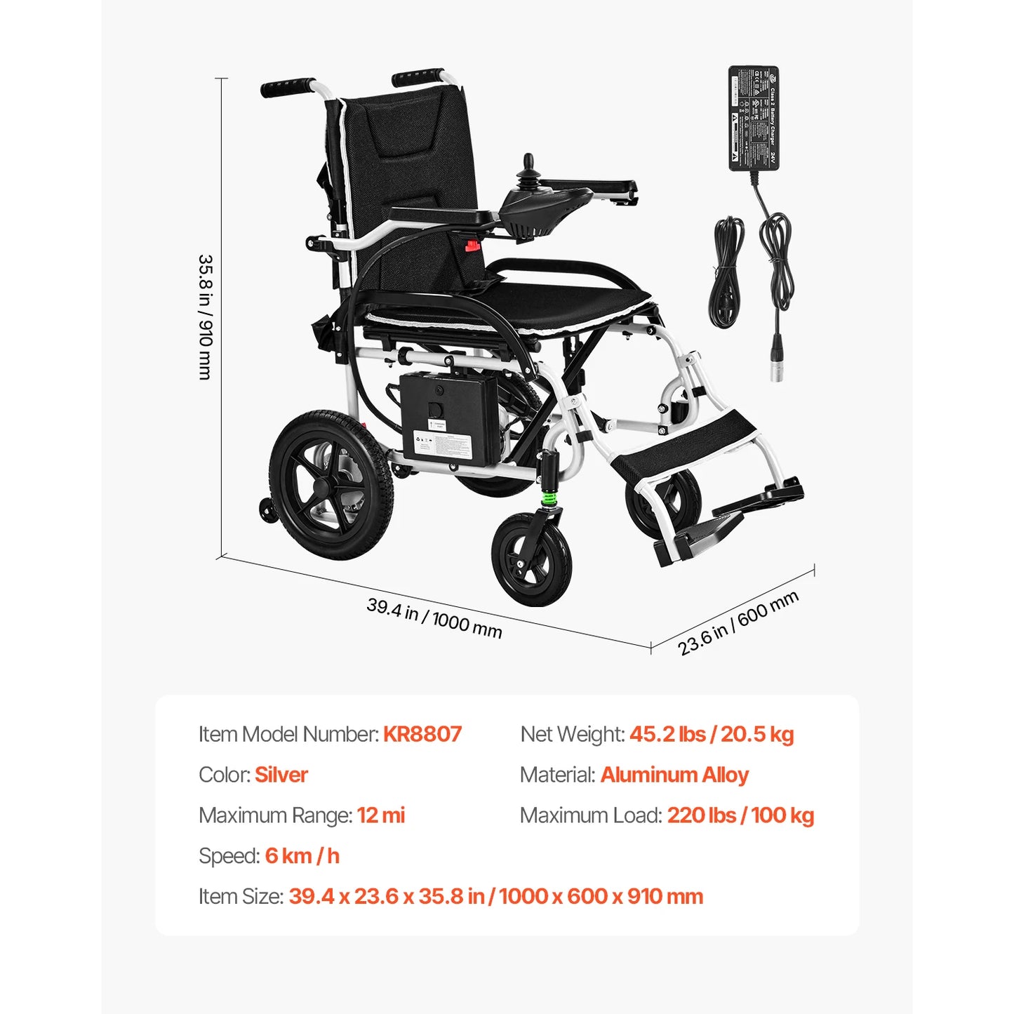 SucceBuy Electric Wheelchair for Adults  Capacity with Adjustable Backrest Foldable Motorized Wheelchair for Seniors & Disabled