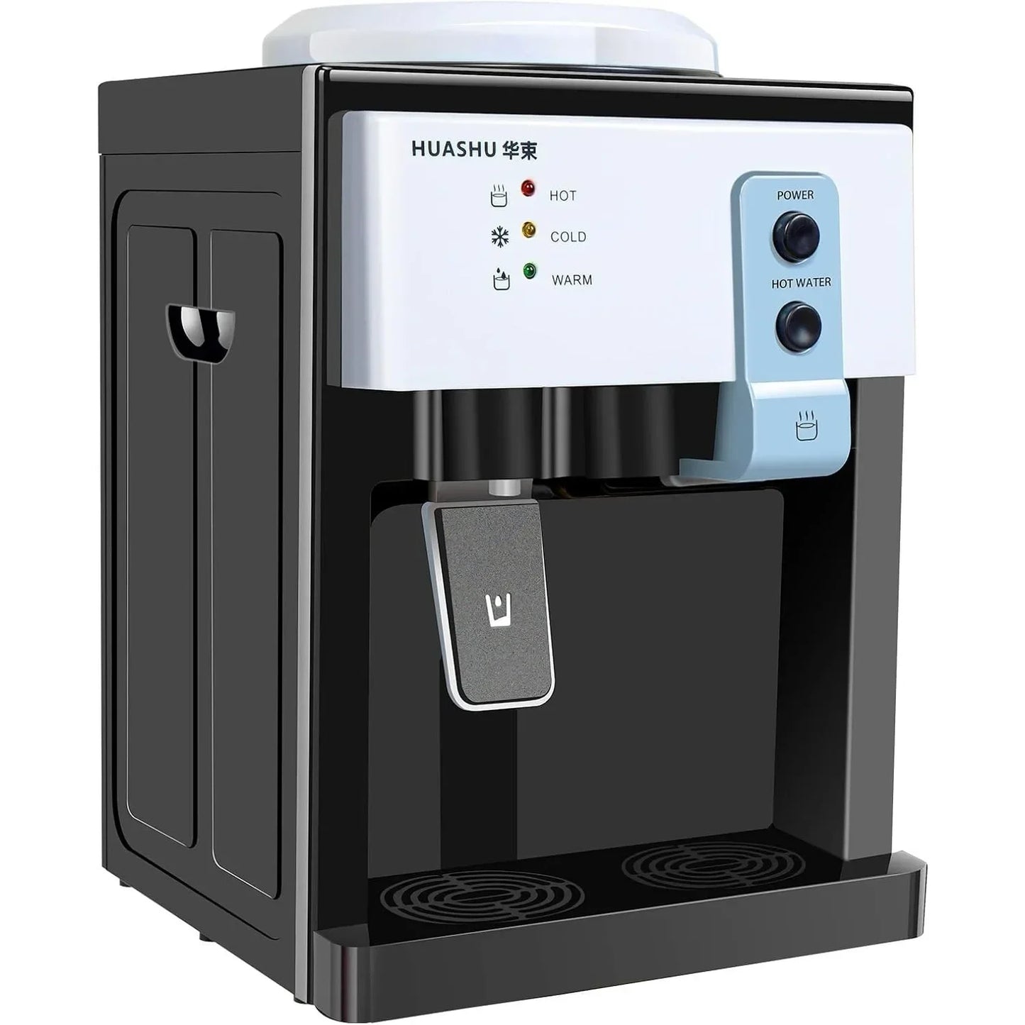 Top Loading Countertop Water Dispenser - 3 Temperature Settings, Fits 1-5 Gallon Bottles /Hot/Cold - 110V 550W (White)