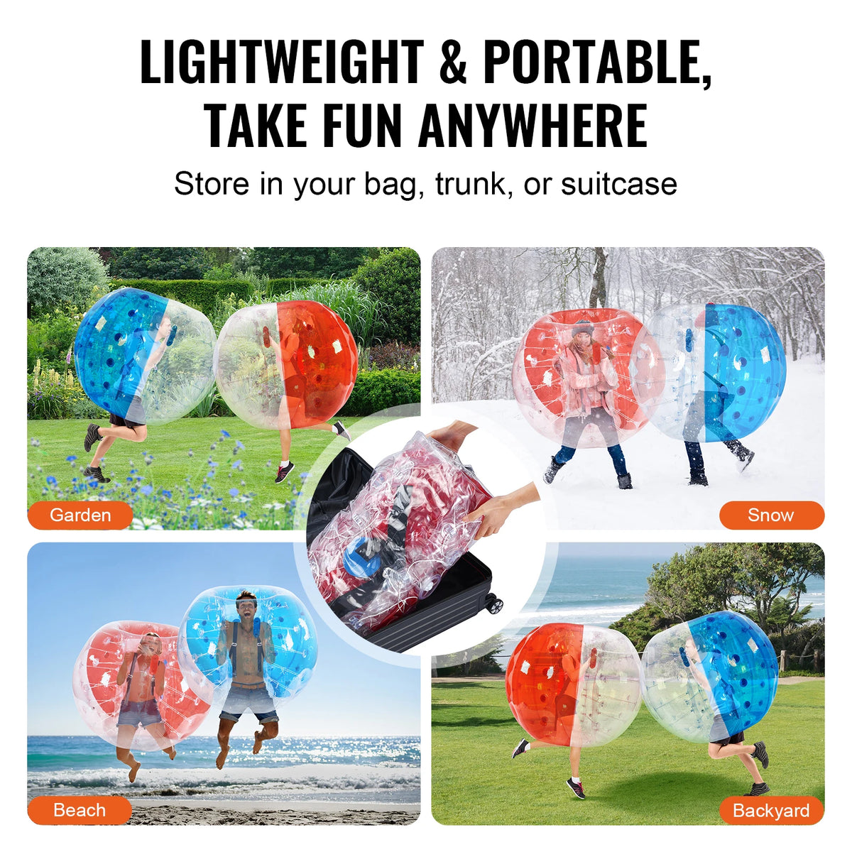 SucceBuy 2-Pack 5FT/1.5M Inflatable Bumper Balls Thick Bubble Soccer Balls 0.8mm  Inflatable Zorb Balls for Adults or Children