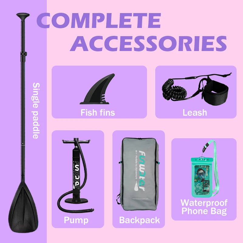 FUNWATER Inflatable Paddle Board Stand-Up Paddle Board Surfboard Ultra-Light for All Skill Levels With SUP Accessories