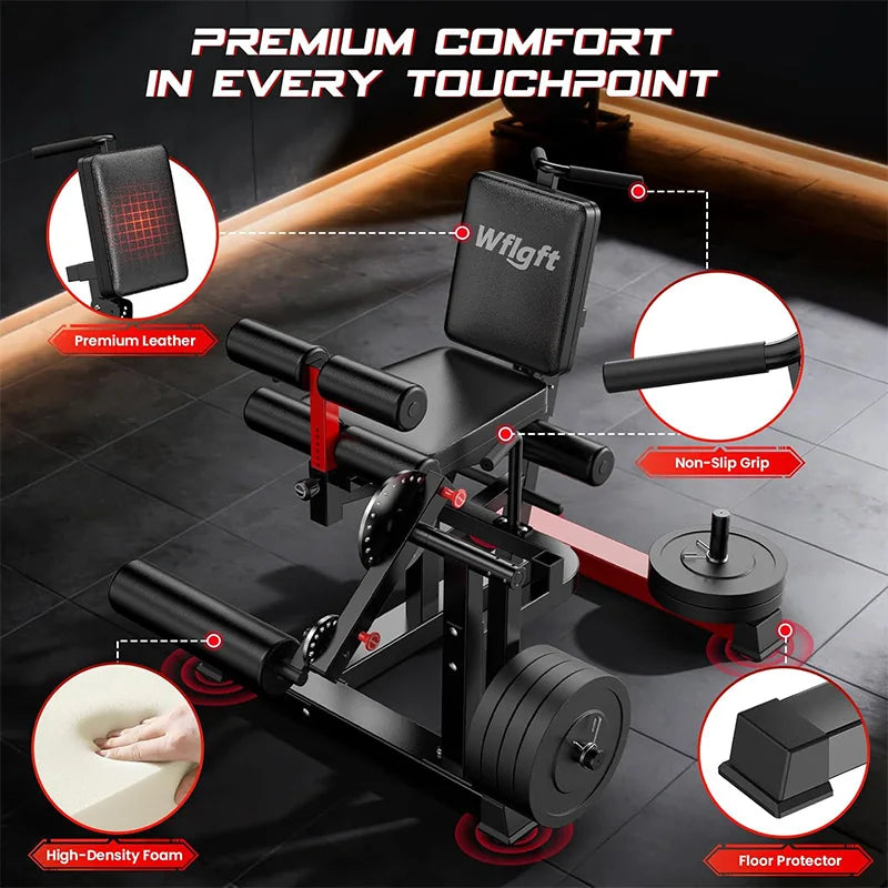 Pooboo Leg Extension and Curl Machine, 1000LB Adjustable Home Gym Leg Trainer | 4 in 1 Leg Trainer with Quick Pull-Pin Adjustments, 1000LB Capacity and Support for 1' and 2' Weight Plates