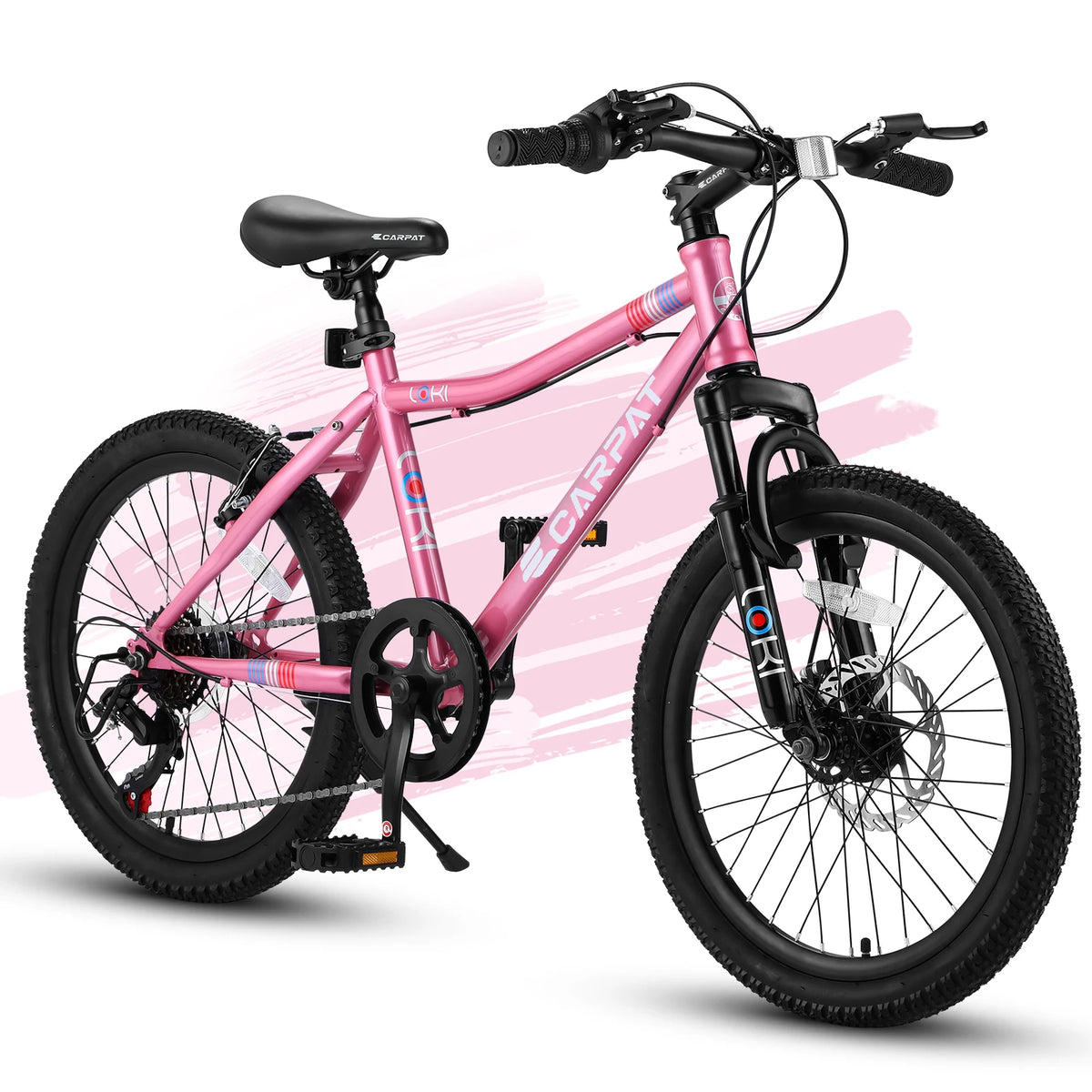 20 Inch Kids' Mountain Bike Ages 5-10, 7-Speed Children's Day Gifts Bicycles for Boys Girls Present, Outdoor Cycling City Bikes