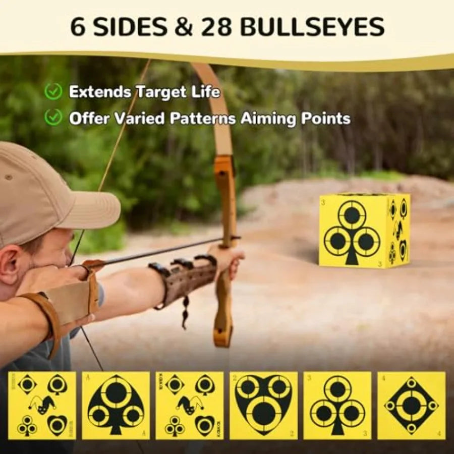 Archery Target 6 Side Foam Archery Target Block with Carry Handle Easy Arrow Removal Lightweight Poker Archery Targets for Back
