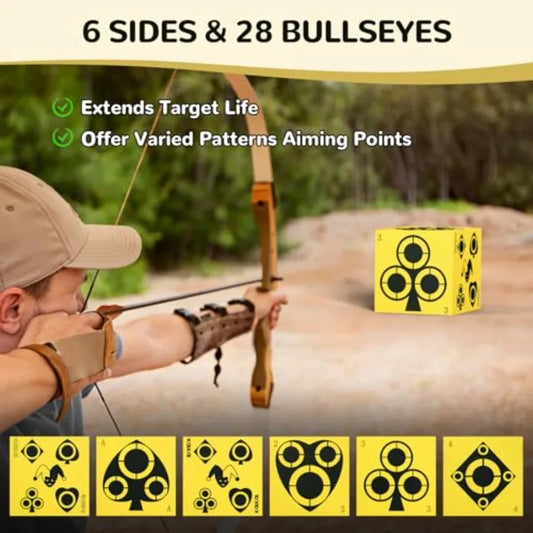 Archery Target 6 Side Foam Archery Target Block with Carry Handle Easy Arrow Removal Lightweight Poker Archery Targets for Back